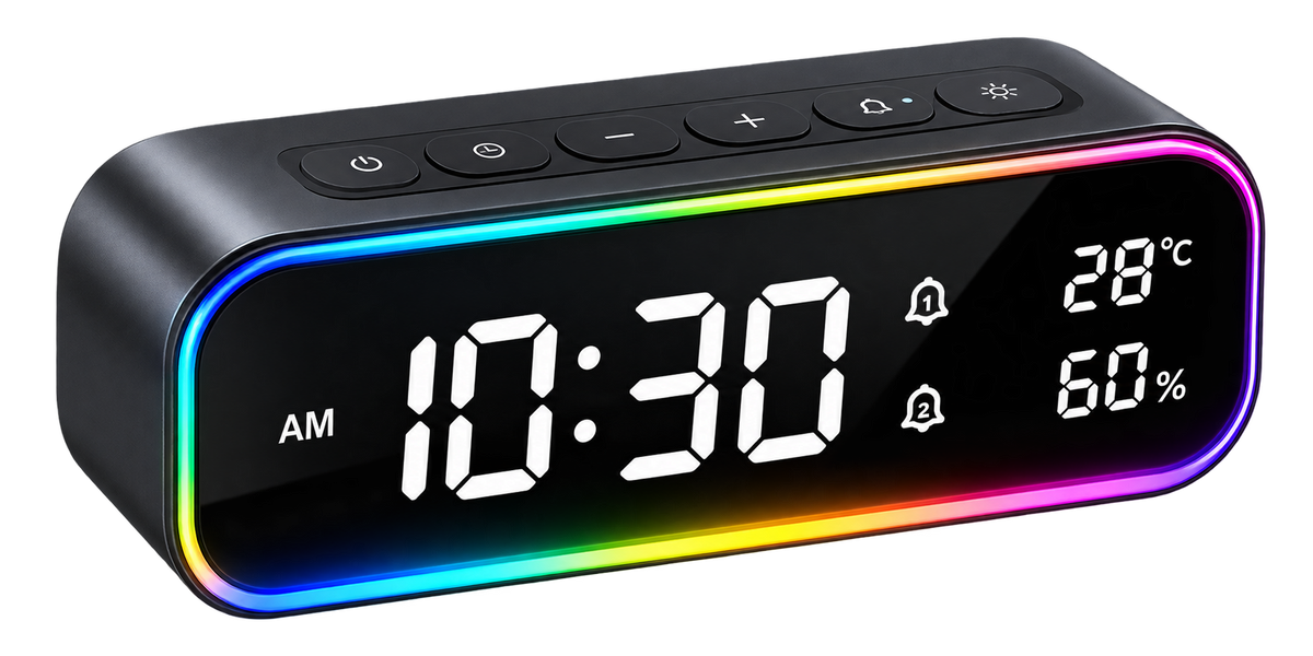 RGB Digital Alarm Clock with Temperature & Humidity Display