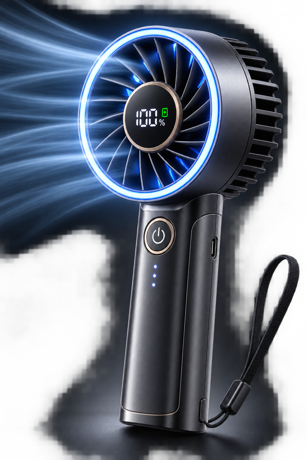 Rechargeable Handheld Fan with Digital Battery Display