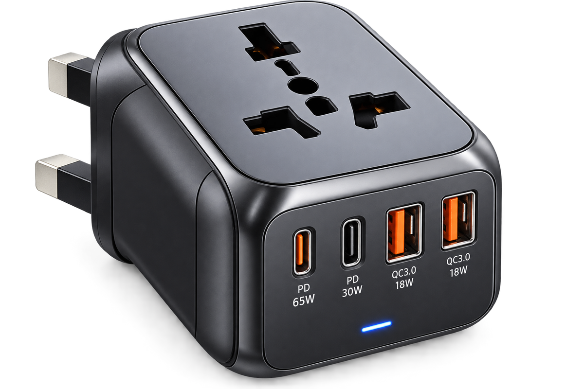 Multi-Port Travel Charging Adaptor with USB-C