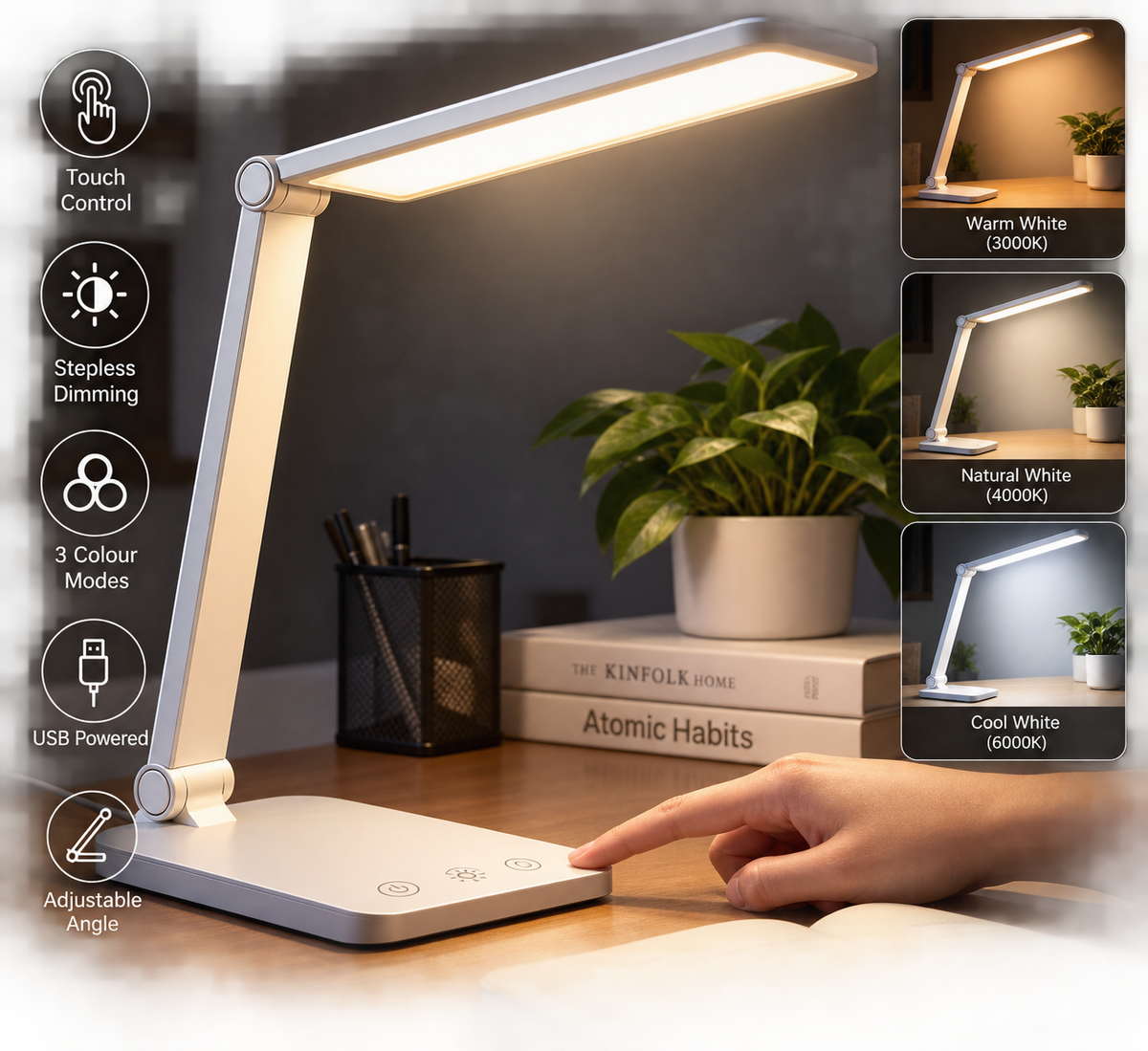 Adjustable LED Desk Lamp with Touch Control